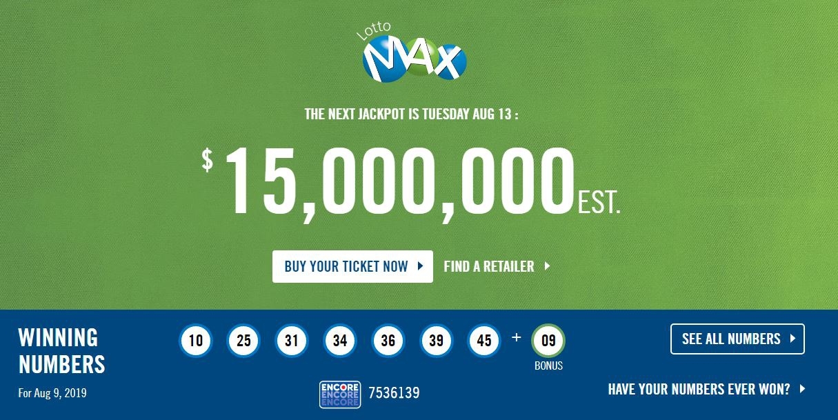 lotto max numbers aug 16 2019